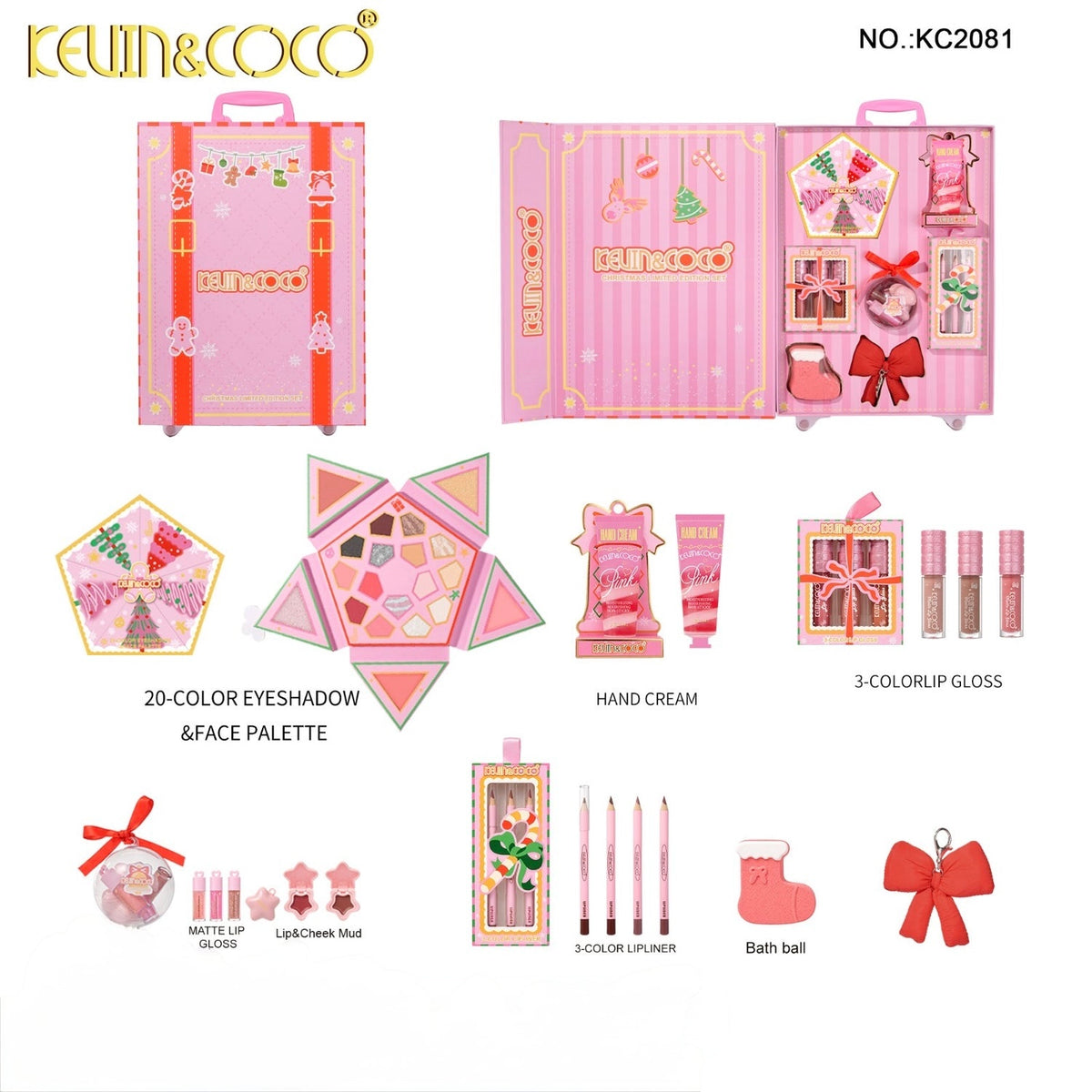 Kevin&Coco Face-Christmas Limited Edition Suitcase Makeup Set
