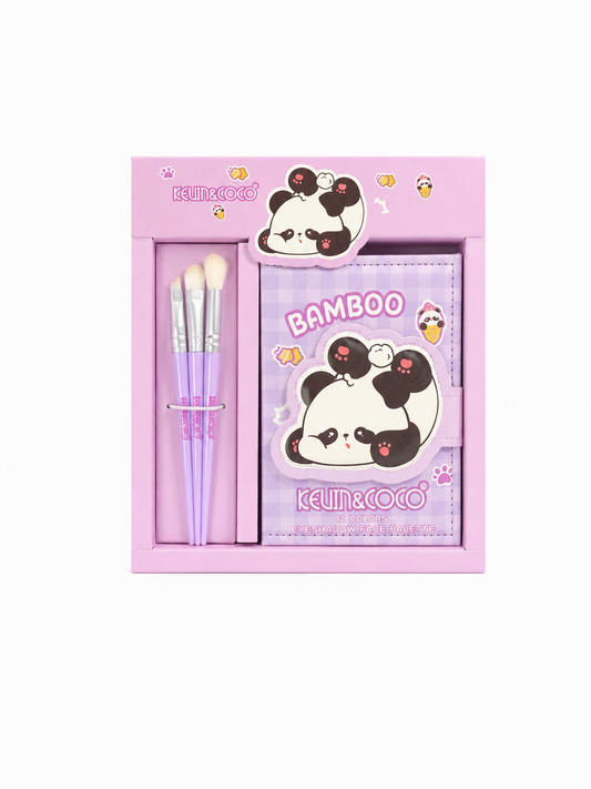 Kevin&Coco 12-Colors Bamboo Eyeshadow Palette + Brush Set