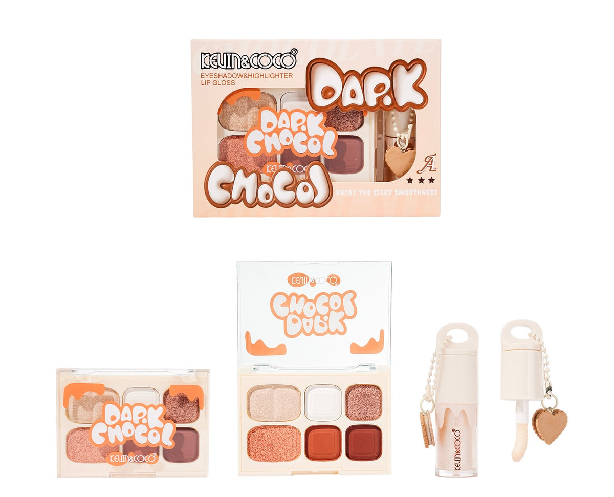 Kevin & Coco - Eyeshadow Palette and Lip Gloss - Dark Chocol