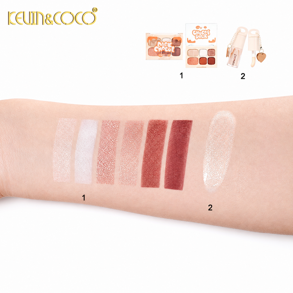 Kevin & Coco - Eyeshadow Palette and Lip Gloss - Dark Chocol