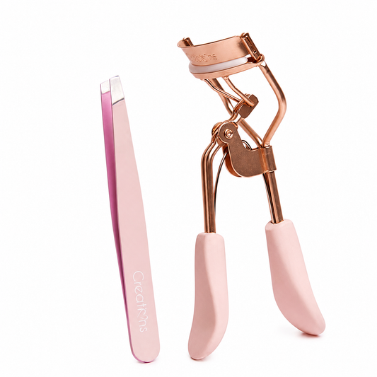 Beauty Creations Light Pink Eyelash Curler and Tweezer Set