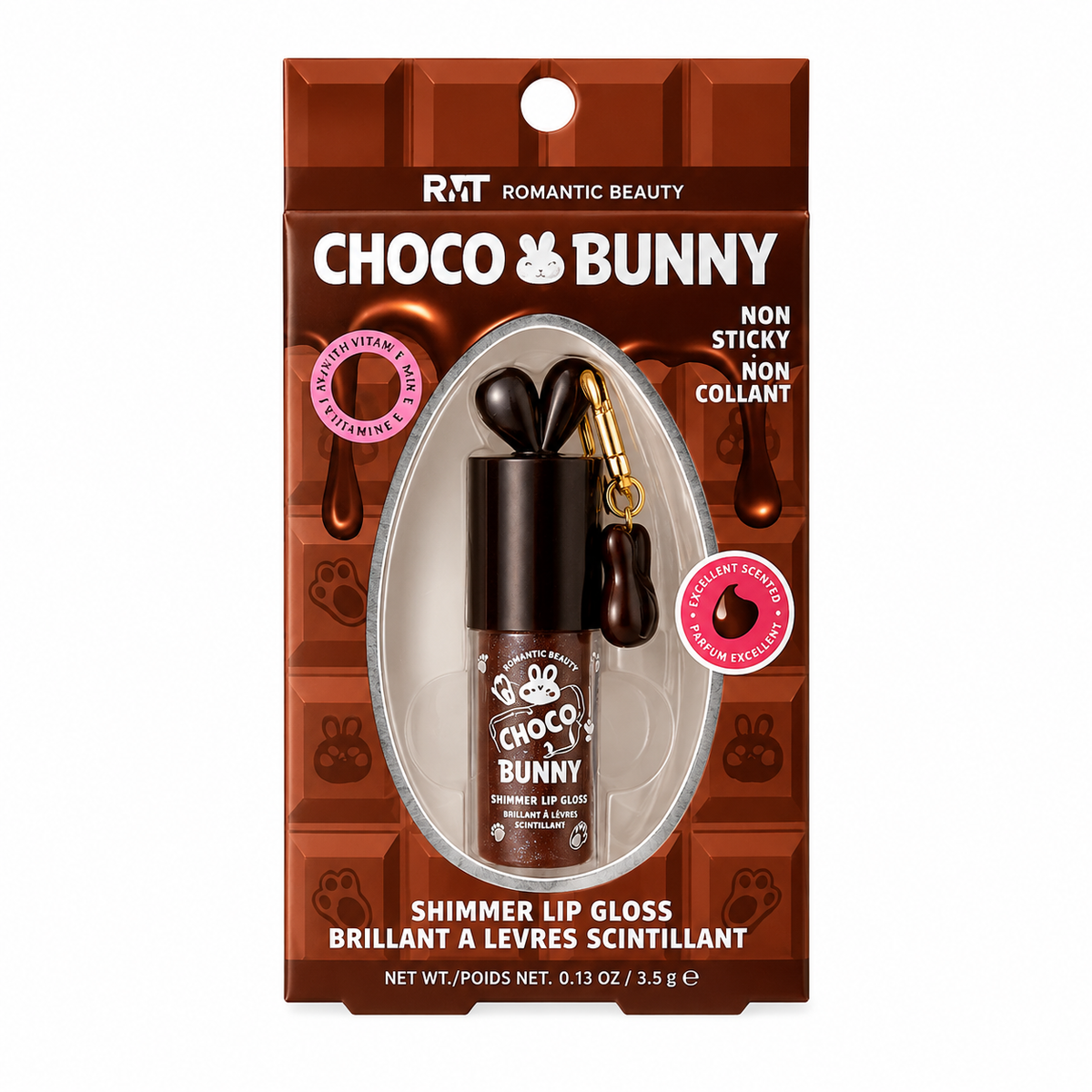 RMT Choco Bunny Shimmer Keychain Lip Gloss